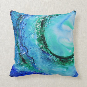 © P Wherrell Ocean lover fine art wave blue green Cushion