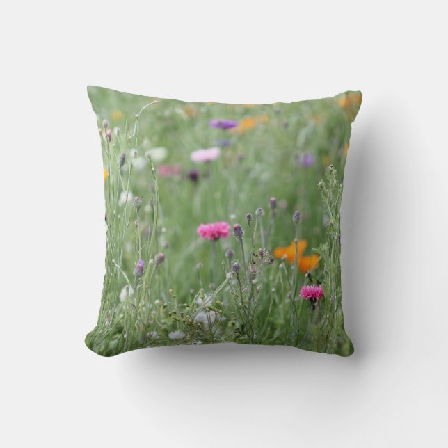 © P Wherrell Pretty wild flower meadow field Cushion (Front)
