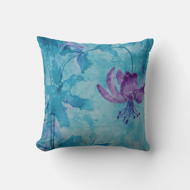 © P Wherrell Trendy stylish trailing purple flower Cushion (Front)