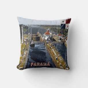 PA0003 America - Panama - Canal Locks - panoramic Cushion