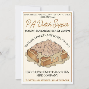 PA Dutch Food Fire Hall Chicken and Waffles Supper Invitation