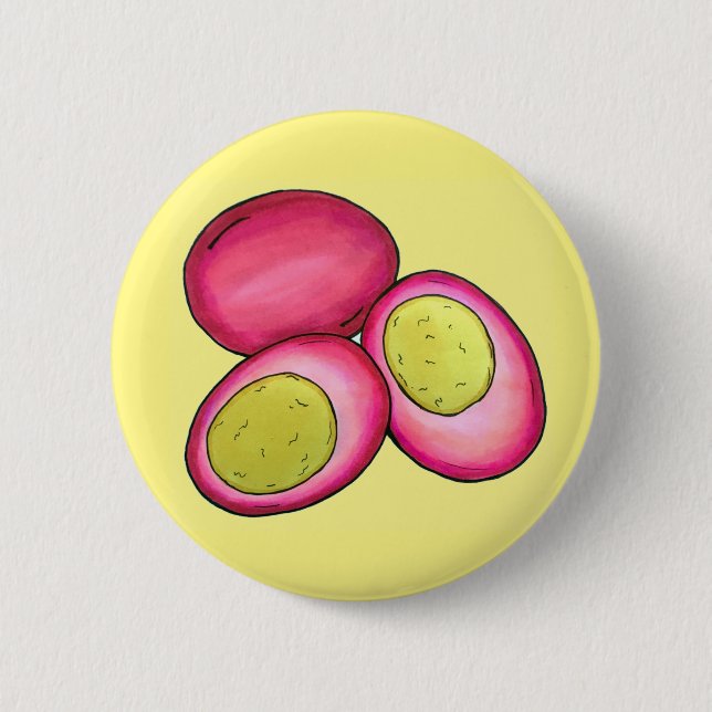 PA Dutch Food Pickled Hard Boiled Red Beet Eggs 6 Cm Round Badge (Front)