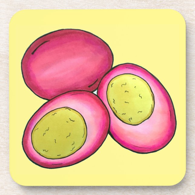 PA Dutch Food Pickled Hard Boiled Red Beet Eggs Coaster (Front)