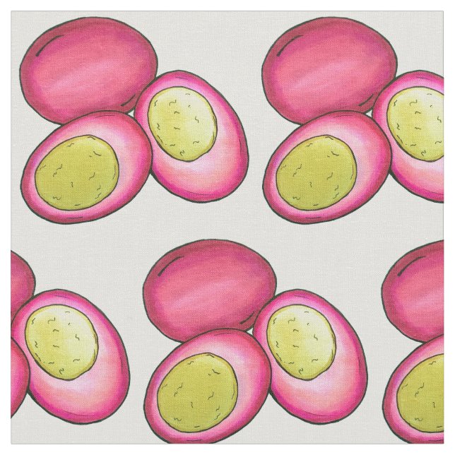 PA Dutch Food Pickled Hard Boiled Red Beet Eggs Fabric (Close Up)