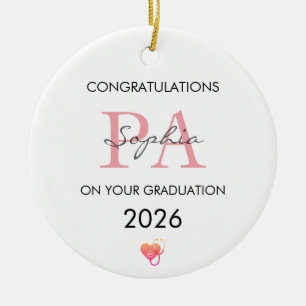 PA Graduation Personalised Name Class of 2026 Ceramic Tree Decoration