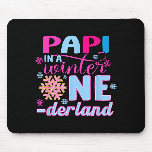 Pa In A Winter Onederland Bday Girl Sweet Snowflak Mouse Mat (Front)