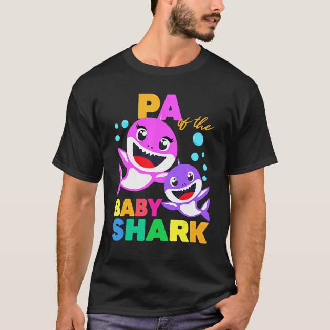 Pa Of The Baby Birthday Shark Pa Shark Christmas T-Shirt (Front)
