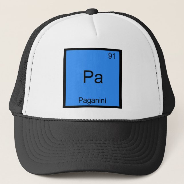 Pa - Paganini Funny Chemistry Element Symbol Tee Trucker Hat (Front)