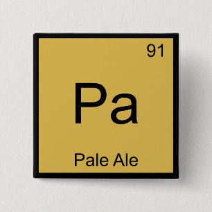 Pa - Pale Ale Chemistry Element Symbol Beer Tee 15 Cm Square Badge