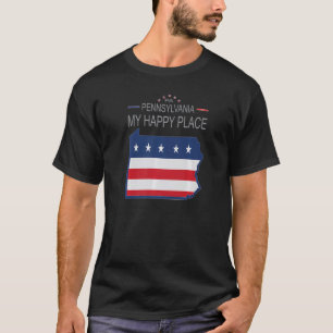 PA Pennsylvania My Happy Place USA States Flag Ma T-Shirt
