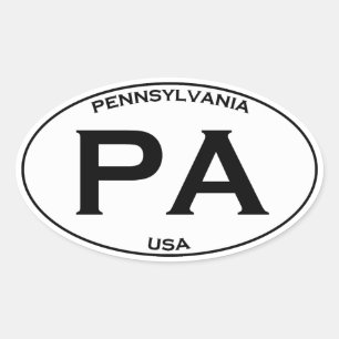 PA - Pennsylvania USA Oval Logo Oval Sticker