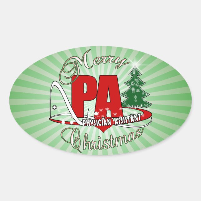 PA PHYSICIAN  ASSISTANT MERRY CHRISTMAS OVAL STICKER (Front)