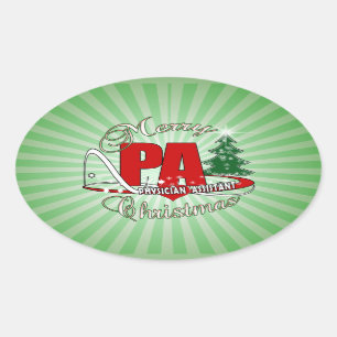 PA PHYSICIAN ASSISTANT MERRY CHRISTMAS OVAL STICKER