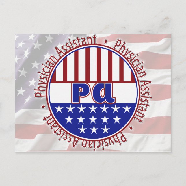 PA  Physician Assistant PATRIOTIC BADGE Postcard (Front)