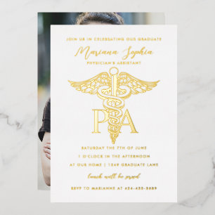 PA Physician's Assistant Caduceus Graduation Gold