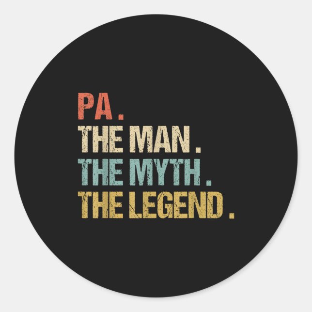 Pa The Man Myth Legend Shirt Funny Father Dad Chri Classic Round Sticker (Front)