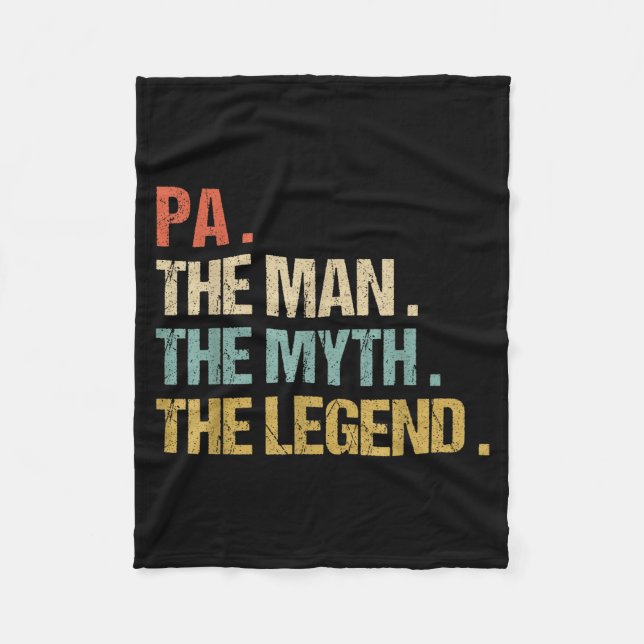 Pa The Man Myth Legend Shirt Funny Father Dad Chri Fleece Blanket (Front)