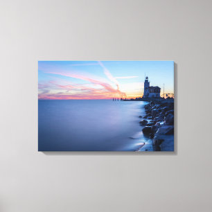 Paard van Marken lighthouse in a blue sunrise Canvas Print