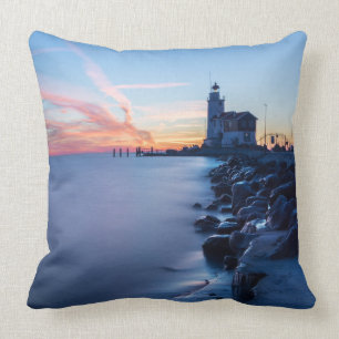 Paard van Marken lighthouse in a blue sunrise Cushion