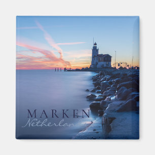 Paard van Marken lighthouse in a blue sunrise Magnet