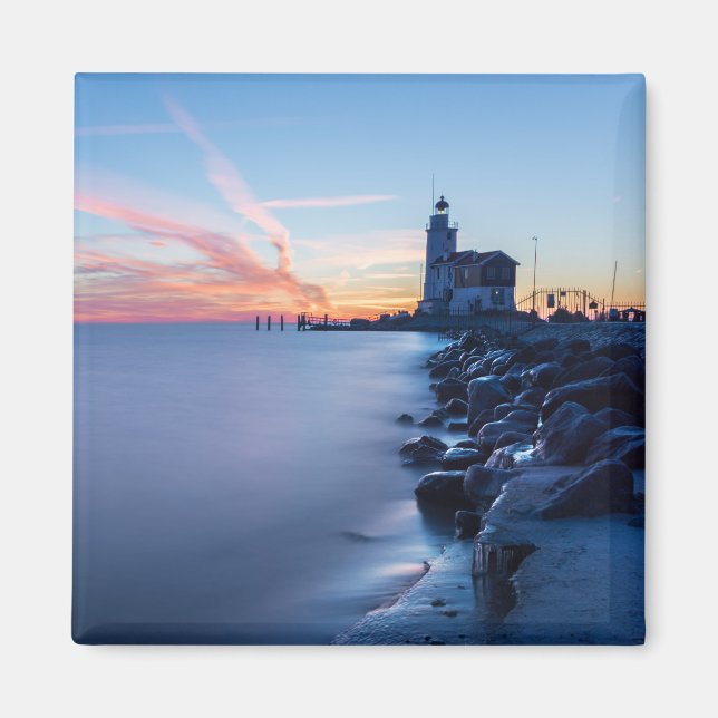 Paard van Marken lighthouse in a blue sunrise Magnet (Front)