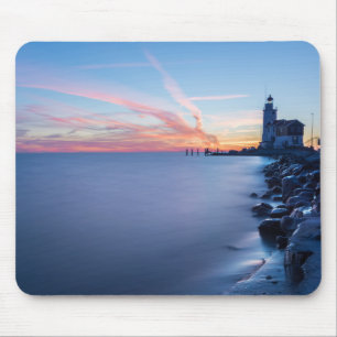 Paard van Marken lighthouse in a blue sunrise Mouse Mat