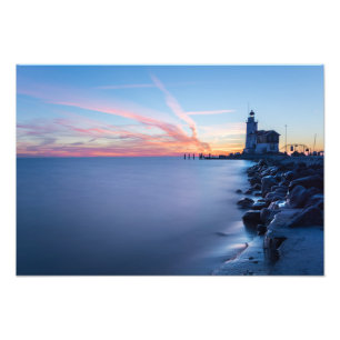 Paard van Marken lighthouse in a blue sunrise Photo Print