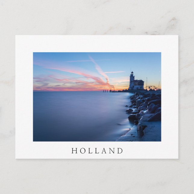 Paard van Marken lighthouse in a blue sunrise Postcard (Front)