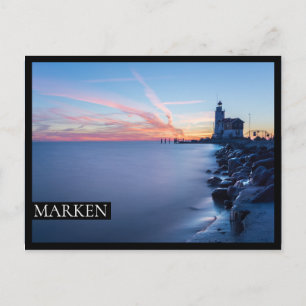 Paard van Marken lighthouse in a blue sunrise Postcard