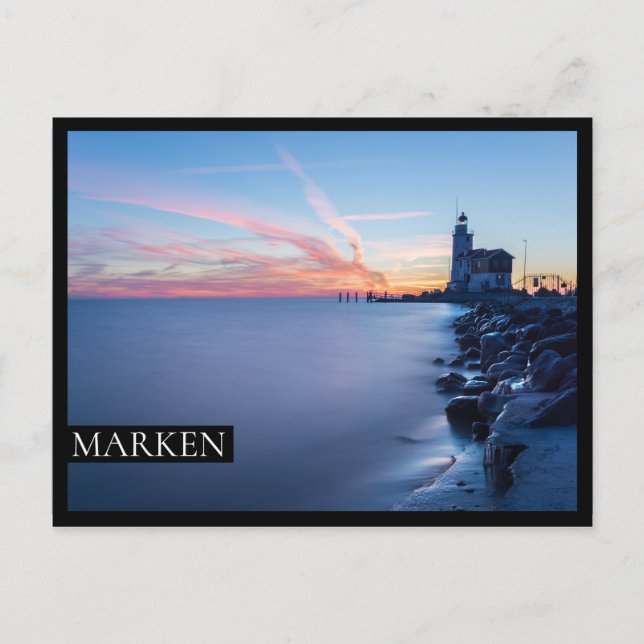 Paard van Marken lighthouse in a blue sunrise Postcard (Front)