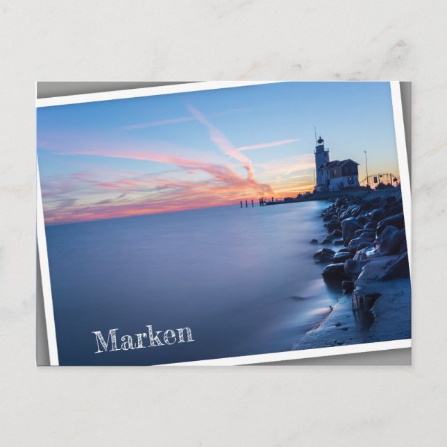 Paard van Marken lighthouse in a blue sunrise Postcard (Front)
