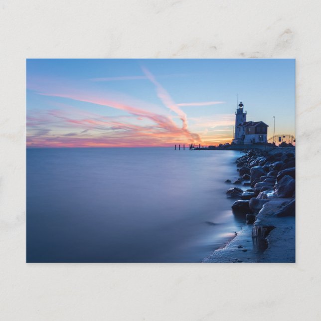 Paard van Marken lighthouse in a blue sunrise Postcard (Front)