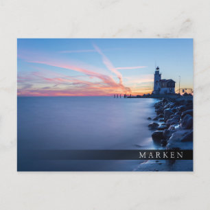 Paard van Marken lighthouse in a blue sunrise Postcard