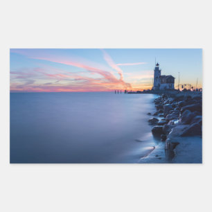 Paard van Marken lighthouse in a blue sunrise Rectangular Sticker