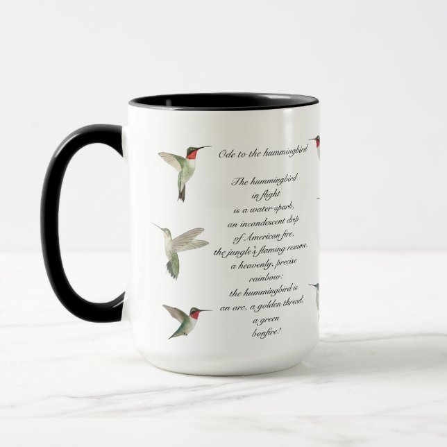 Pablo Neruda Hummingbird Poem Mug (Left)
