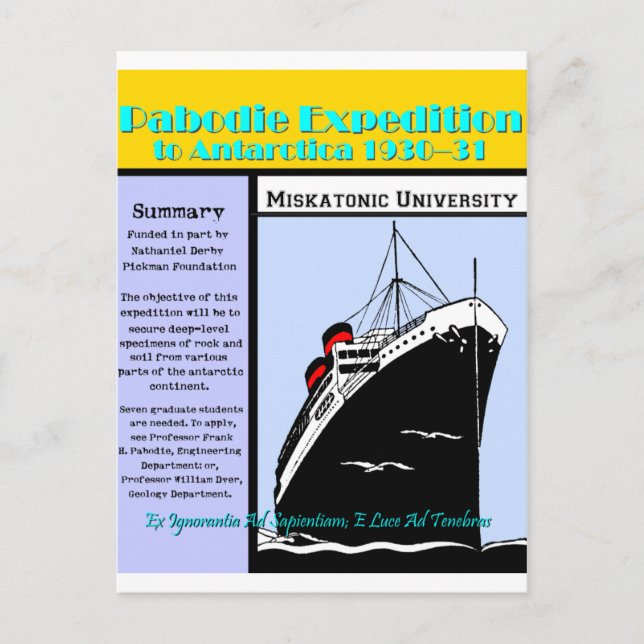 Pabodie Expedition Announcement Postcard (Front)