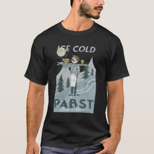 Pabst Blue Ribbon Beer Ice Cold Snow And Ski Poste T-Shirt