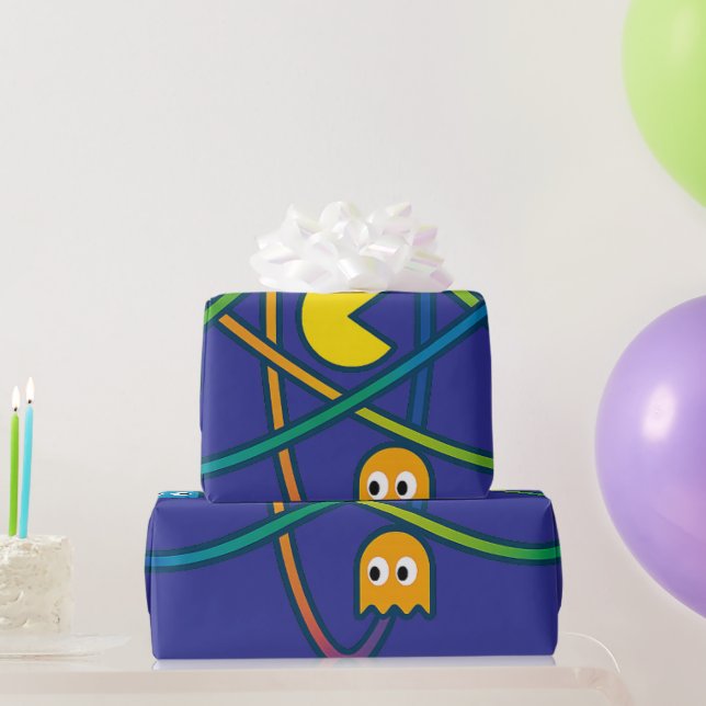 Pac-Atomic Universe – Retro Gaming Art Sticker Wrapping Paper (Party Gifts)