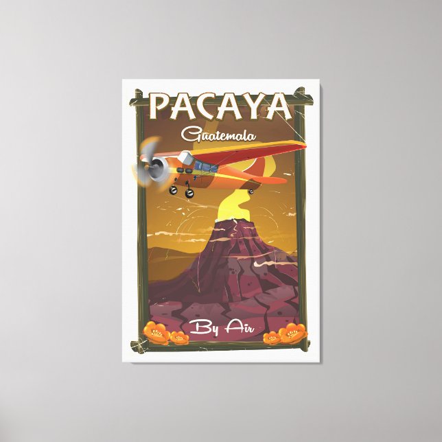 Pacaya Volcano Guatemala travel poster Canvas Print (Front)