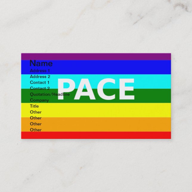 Pace(Peace) Flag Italian Business Card (Front)