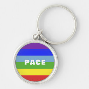 Pace – Peace – Frieden – Rainbow Colour Regenbogen Key Ring