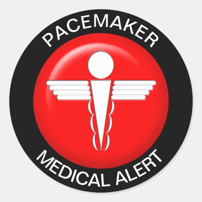 Pacemaker Medical Alert - Round Sticker (Front)