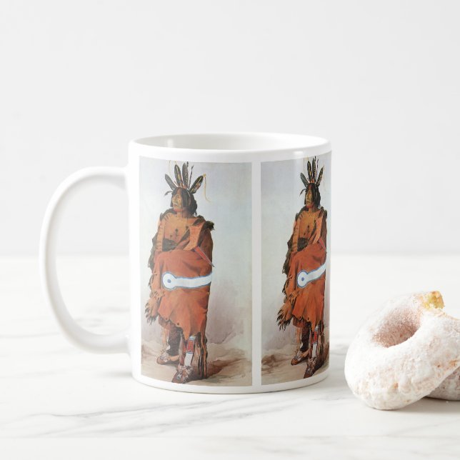 Pachtuwa-Chta, Arikara Warrior Portrait by Bodmer Coffee Mug (With Donut)