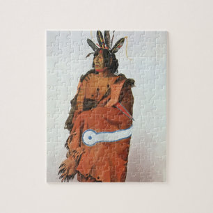 Pachtuwa-Chta, Arikara Warrior Portrait by Bodmer Jigsaw Puzzle