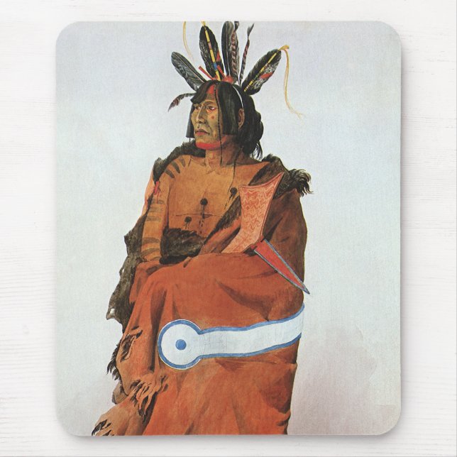 Pachtuwa-Chta, Arikara Warrior Portrait by Bodmer Mouse Mat (Front)
