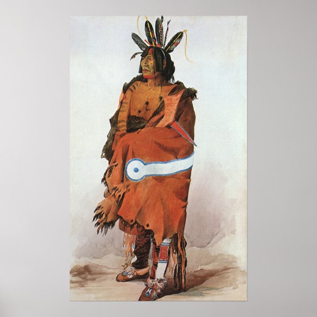 Pachtuwa-Chta, Arikara Warrior Portrait by Bodmer Poster (Front)
