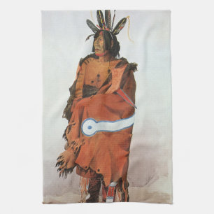 Pachtuwa-Chta, Arikara Warrior Portrait by Bodmer Tea Towel