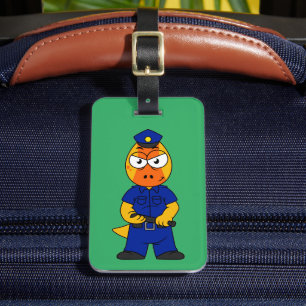 Pachycephalosaurus Police Officer. Luggage Tag