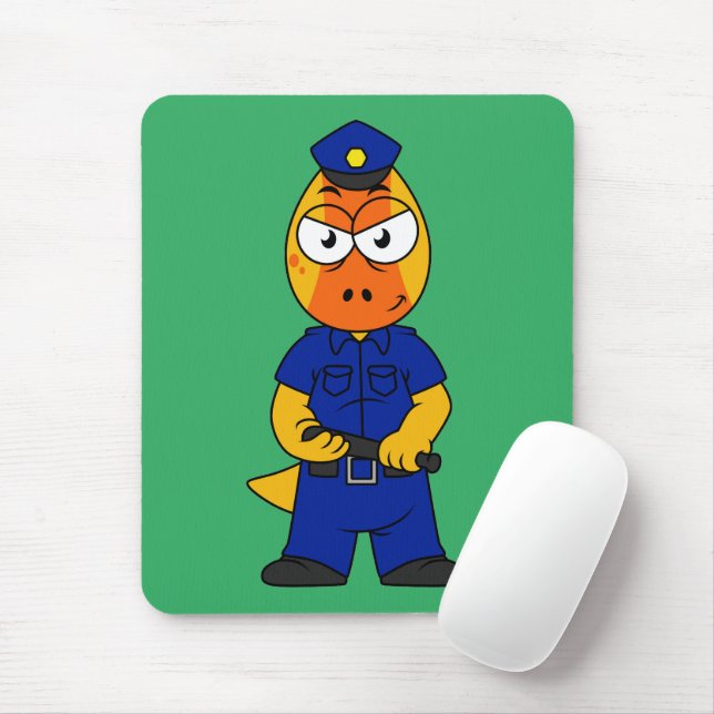 Pachycephalosaurus Police Officer. Mouse Mat (With Mouse)