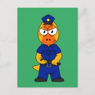 Pachycephalosaurus Police Officer. Postcard